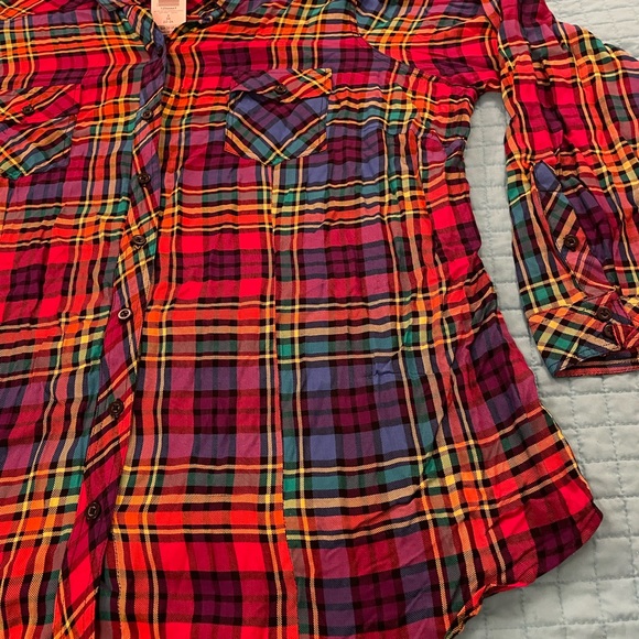 Torrid size 3 plaid rainbow shirt NWT - Picture 8 of 10